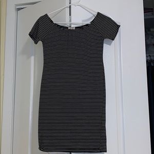 Women’s black and white striped tight dress